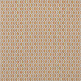 Fabric in a linear geometric print in shades of pink, orange and turquoise on a cream field.