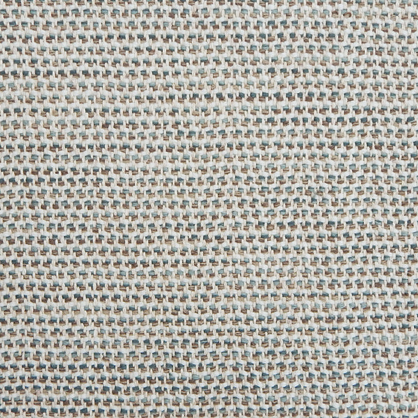 A handwoven rug with a herringbone weave in white with striated yarns of beige, gray, and muted blue-gray.