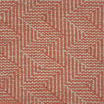 Flatweave rug with a zig zag herringbone weave in taupe and coral. 