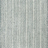 Close up of broadloom carpet with striated herringbone weave in white with accents of slate blue.