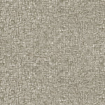 Detail of wallpaper in a textural wicker pattern in mottled brown on a white field.