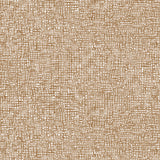 Detail of wallpaper in a textural wicker pattern in mottled tan on a white field.