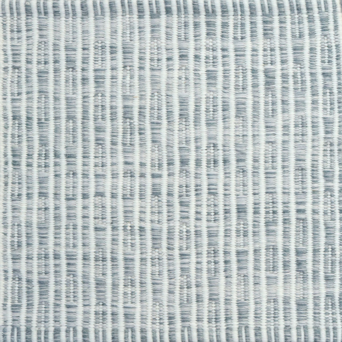 Flatweave rug in a solid and dashed stripe in cream on strié grey field