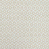 Flatweave rug in a small scale zigzag dot stripe in cream on a pale beige field.