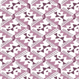 Detail of wallpaper in painterly diamond print in shades of purple on a white field.