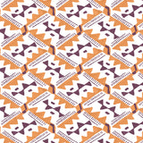 Detail of wallpaper in painterly diamond print in maroon and orange on a white field.