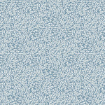 Detail of wallpaper in a painterly abstract print in white on a light blue field.
