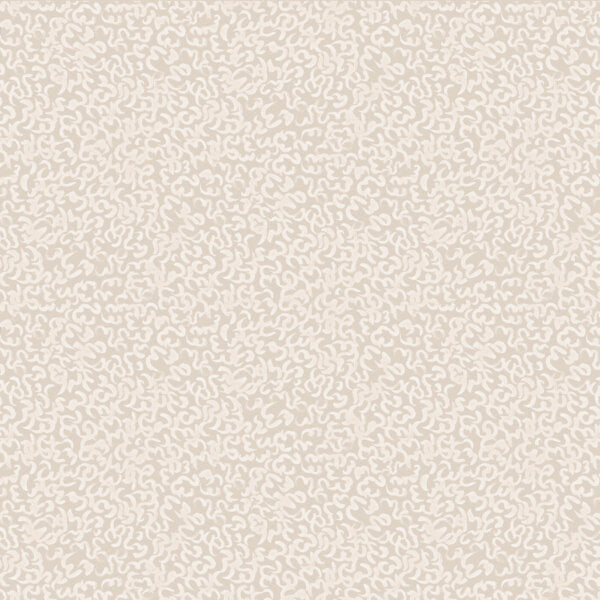 Detail of wallpaper in a painterly abstract print in white on a cream field.
