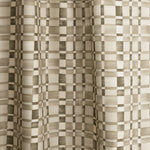 Gently draped fabric in a large-scale checked pattern in shades of olive green and cream. 