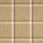 Broadloom carpet in a windowpane plaid in brown and cream on taupe. 