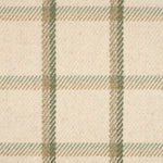 Broadloom carpet in a windowpane plaid in green and tan on cream. 