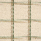 Broadloom carpet in a windowpane plaid in green and tan on cream. 