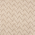 Broadloom carpet in a herringbone pattern in ecru with brown accents.