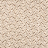 Broadloom carpet in a herringbone pattern in ecru with brown accents.