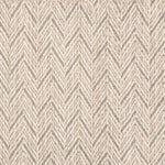Broadloom carpet in a herringbone pattern in beige with grey accents.