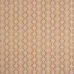 Patterned fabric with a blue and orange zigzag design on a beige background