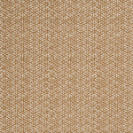 Detail of a linen fabric in a detailed geometric pattern in cream on a camel field.
