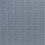 printed linen fabric in a detailed geometric pattern in white on an indigo field.