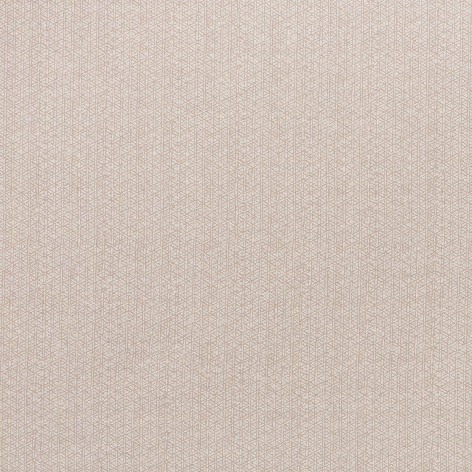 printed linen fabric in a detailed geometric pattern in white on a light pink field.