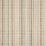 Broadloom carpet in textured stripe in striated taupe, brown, tan and cream.