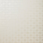 Detail of wallpaper in a geometric damask print in cream.