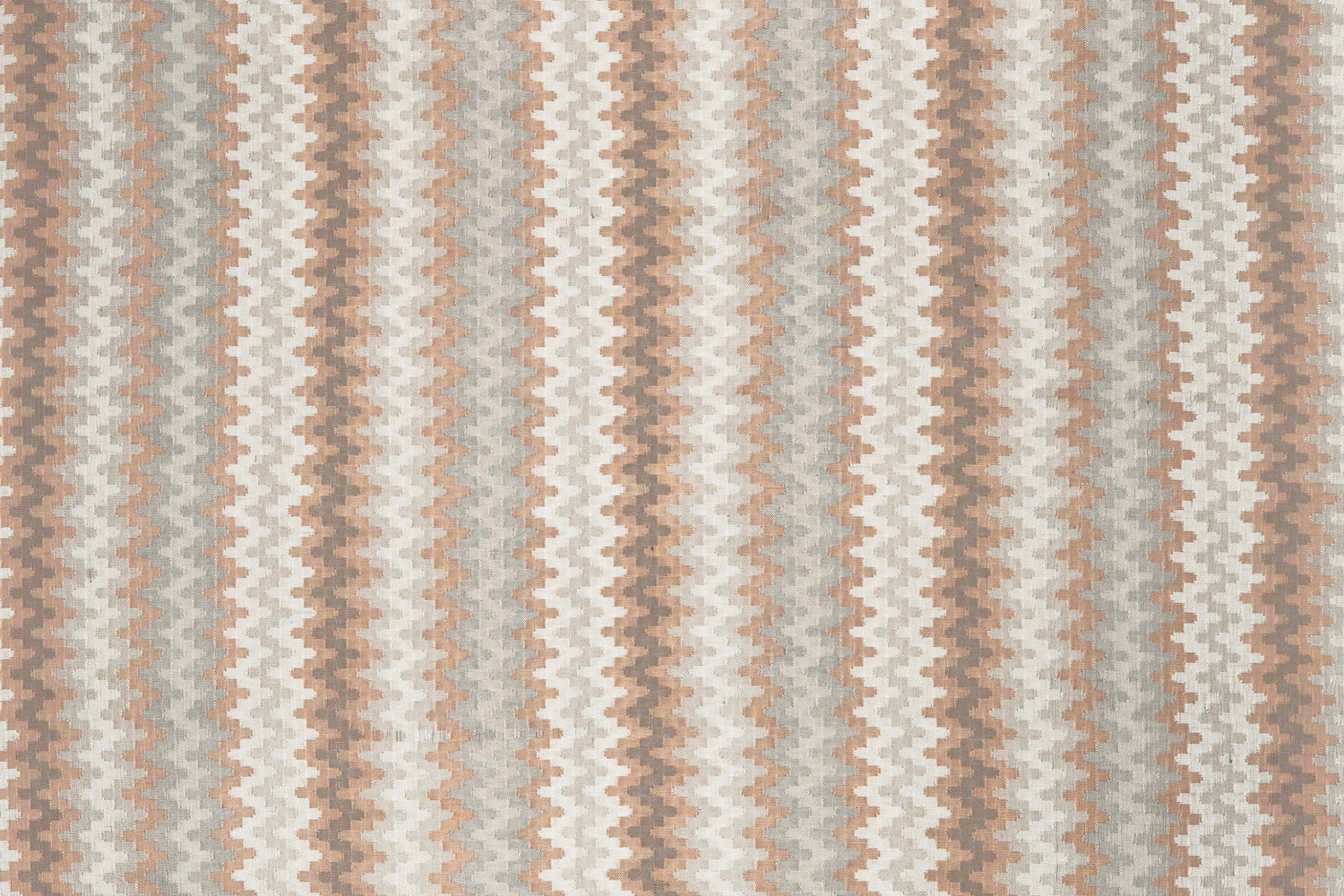 Handwoven silk fabric with zigzag stripes in neutral colors. 