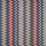 Handwoven silk fabric with zigzag design in red, blue, and beige.