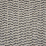 Broadloom carpet in a herringbone pattern in navy blue and grey.