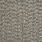 Broadloom carpet in a herringbone pattern in heather grey-brown.