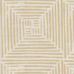 Detail of fabric in a dashed grid print in tan on a cream field.