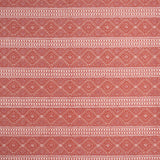Patterned fabric with red and white geometric design