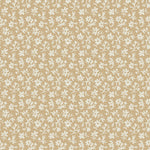 White floral pattern on a beige background. 