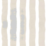 Wallpaper close up with bold watercolor stripes in beige and white. 
