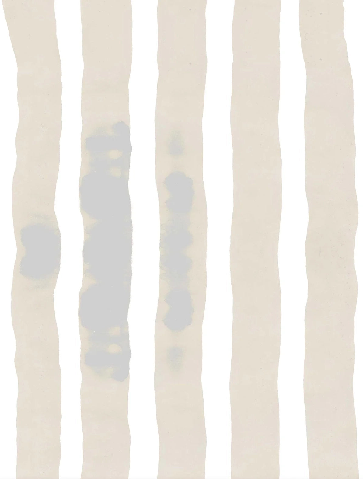 Wallpaper close up with bold watercolor stripes in beige and white. 