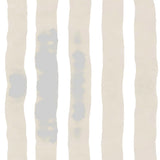 Wallpaper close up with bold watercolor stripes in beige and white. 