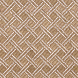 Broadloom carpet with ivory double line lattice on a tan field. 