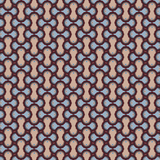 Scaled-out view of fabric in an interlocking curvilinear print in shades of blue, maroon and tan.