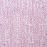 Detail of fabric in a painterly dotted print in light purple on a white field.