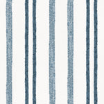 Detail of wallpaper in a textural stripe pattern in navy on a white field.