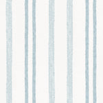 Detail of wallpaper in a textural stripe pattern in light blue on a white field.