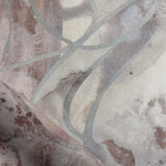 Draped fabric in abstract floral bushstroke design in soft brown with grey. 