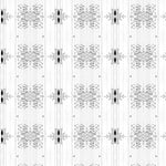 Detail of wallpaper in a minimalist ikat pattern in shades of gray on a white field.