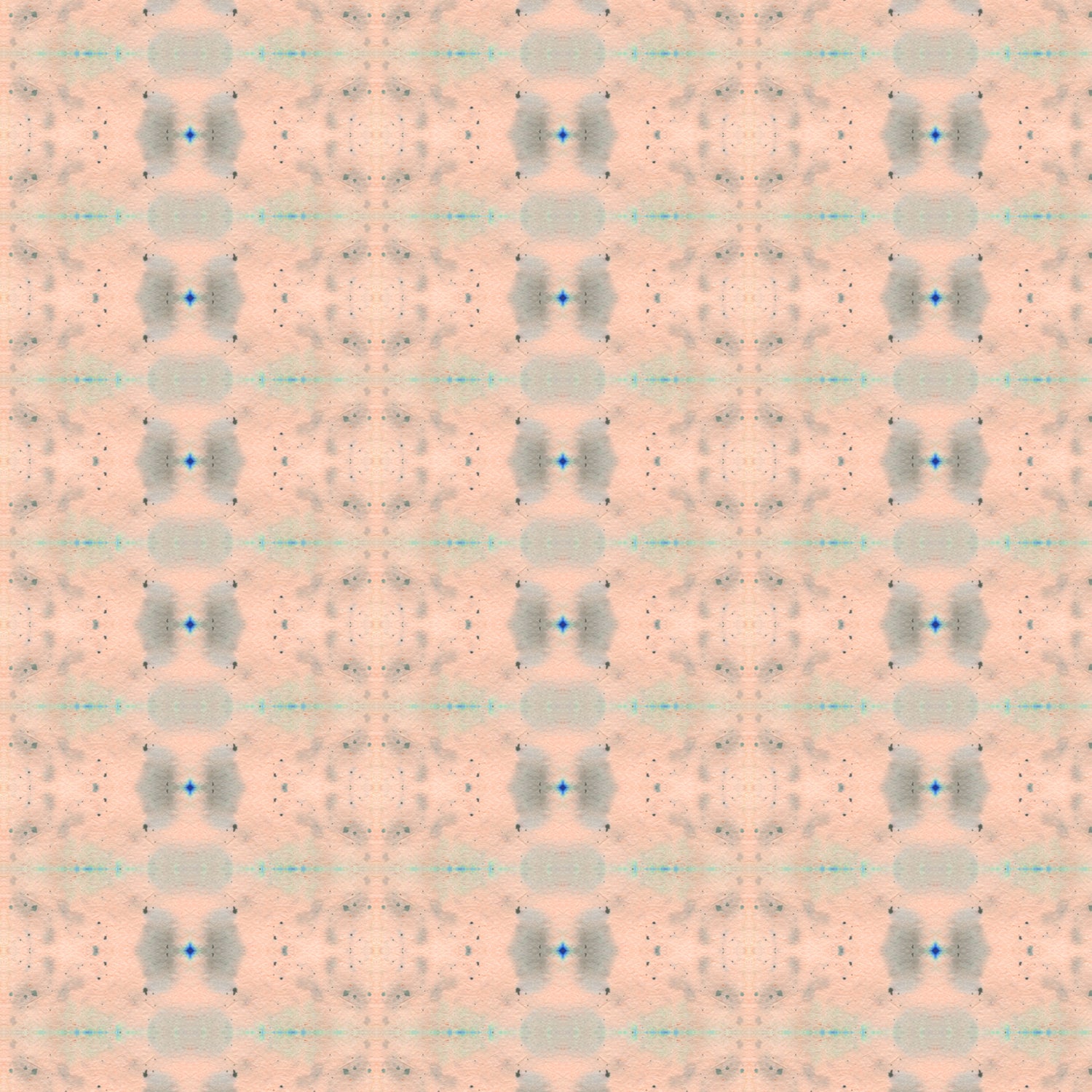Wallpaper detail in a repeating ink blot print in shades of purple.