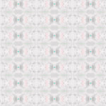Wallpaper detail in a repeating ink blot print in shades of gray with turquoise and pink accents.