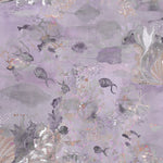 Wallpaper detail in an underwater sealife scene in shades of light purple. 