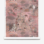 Wallpaper roll in an underwater sealife scene in shades of warm blush and grey. 