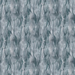 Draped fabric in a layered squiggle watercolor pattern in shades of steel blue. 