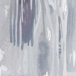 Wallpaper mural detail in a watercolor paint print in shades of purple and gray on a cream field.