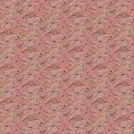 Wallpaper detail in an undulating abstract watercolor motif in pink, orange and grey. 