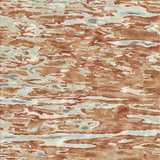 Handknotted rug in an abstract watercolor design in shades of orange, cream and grey.